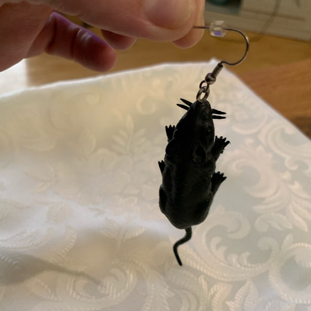 Black Rat Earrings - Picture 3 of 5